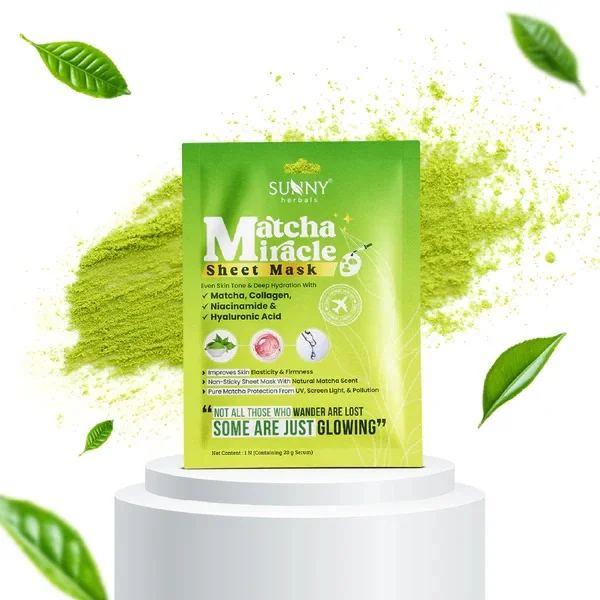 Matcha Miracle Sheet Mask Green Tea Antioxidant Hydrating Brightening Facial Sheet Mask with Matcha Extract Hyaluronic Acid Niacinamide for Acne Prone Dull Skin Instant Glow Refresh Spa Care Treatment Face Mask India image 1