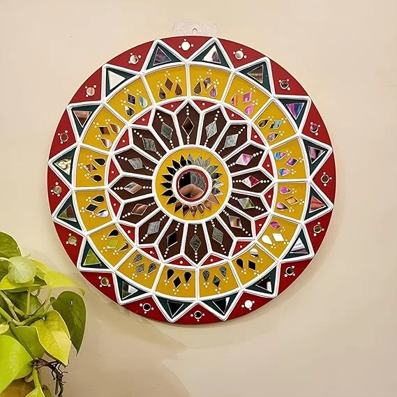 PAR DESIGN 6 Shapes Decorative Craft Mirror Set 1200 Pcs with Fabric Glue Combo Round Triangle Square Eye Tilak Burfi Glass Mirrors for Lippan Art Mandala DIY Home Wall Decor India image 3