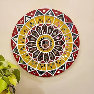 PAR DESIGN 6 Shapes Decorative Craft Mirror Set 1200 Pcs with Fabric Glue Combo Round Triangle Square Eye Tilak Burfi Glass Mirrors for Lippan Art Mandala DIY Home Wall Decor India thumbnail 2