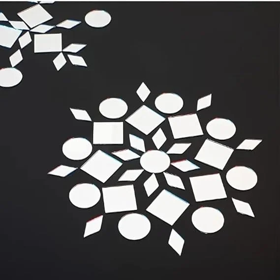 PAR DESIGN 6 Shapes Decorative Craft Mirror Set 1200 Pcs with Fabric Glue Combo Round Triangle Square Eye Tilak Burfi Glass Mirrors for Lippan Art Mandala DIY Home Wall Decor India image 4