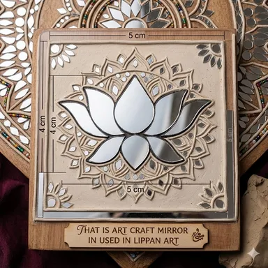 Handcrafted Lippan Art Lotus Mirror Wall Decor Set of  Traditional Mud Mirror Mosaic Wall Hanging for Home Mandir Decoration, Festive Decor, DIY Craft & Ethnic Interior Styling thumbnail 3