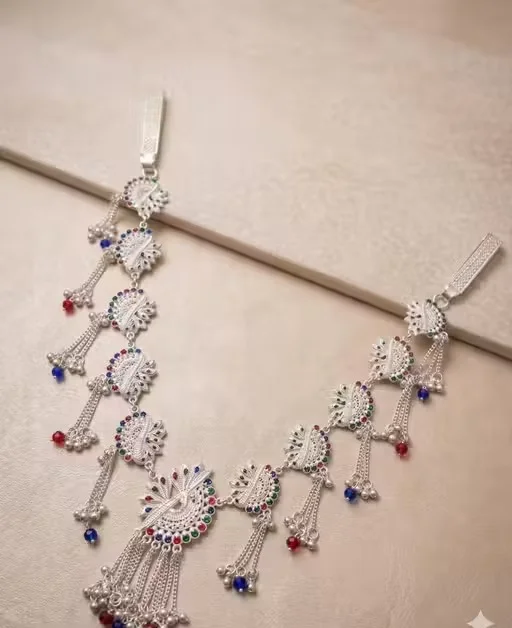 Latest Traditional Silver Kamarbandh for Women Bridal Elegant Wedding Waist Belt Jewellery Peacock Motif Designer Kandora Minimalist Modern Ethnic Festive Saree Lehenga Waist Chain Accessory India image 2