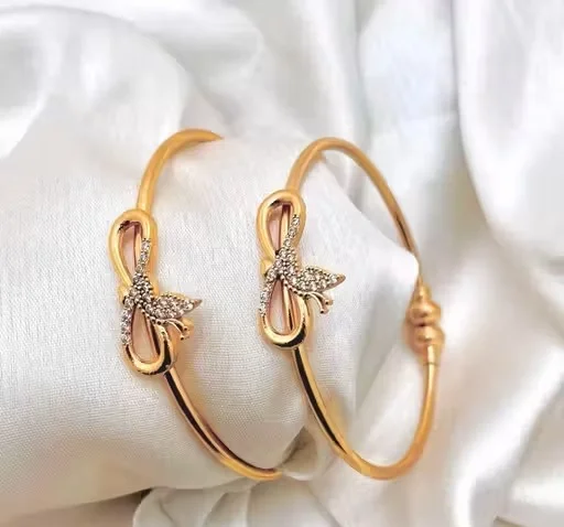 Princess Beautiful Gold Plated Adjustable Bracelet & Bangles Set for Women and Girls Traditional Fancy Designer Alloy Brass Chunky Shimmering Fashion Jewellery for Daily Wear Party Wedding Ethnic Styling India image 2
