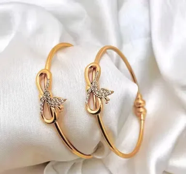 Princess Beautiful Gold Plated Adjustable Bracelet & Bangles Set for Women and Girls Traditional Fancy Designer Alloy Brass Chunky Shimmering Fashion Jewellery for Daily Wear Party Wedding Ethnic Styling India thumbnail 1