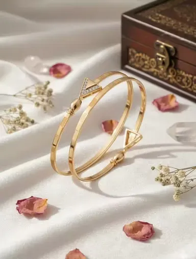 Princess Beautiful Gold Plated Adjustable Bracelet & Bangles Set for Women and Girls Traditional Designer Kadli Style Alloy Brass Shimmering Chunky Fashion Jewellery for Daily Wear Wedding Party Ethnic Look India Bangles  2.3 thumbnail 1