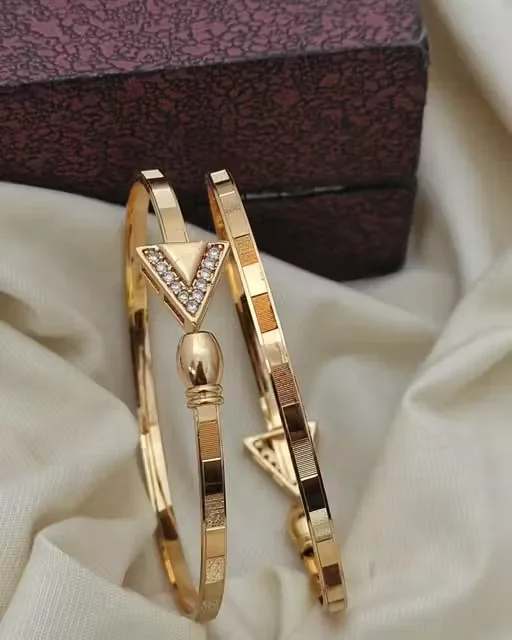 Princess Beautiful Gold Plated Adjustable Bracelet & Bangles Set for Women and Girls Traditional Designer Kadli Style Alloy Brass Shimmering Chunky Fashion Jewellery for Daily Wear Wedding Party Ethnic Look India Bangles 2.4 image 1