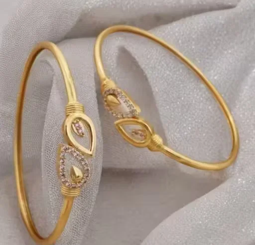 Princess Beautiful Gold Plated Kadli Style Adjustable Bracelet & Bangles Set for Women and Girls Traditional Designer Alloy Brass Chunky Shimmering Fashion Jewellery for Daily Wear Wedding Party Ethnic Look India Bracelet 2.3 image 1