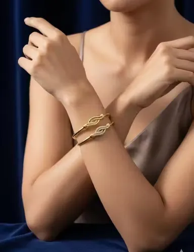Princess Beautiful Gold Plated Kadli Style Adjustable Bracelet & Bangles Set for Women and Girls Traditional Fancy Designer Alloy Brass Chunky Shimmering Fashion Jewellery for Daily Wear Wedding Party Ethnic Look India Bracelet  2.2  thumbnail 2