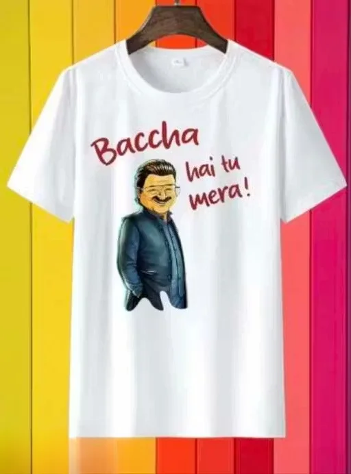 White Bacha Hai Tu Mera Printed Polyester Premium T Shirt for Men Boys SST Fashion Graphic Quote Casual Streetwear Trendy India Fashion Wear Gift Tee White S image 1