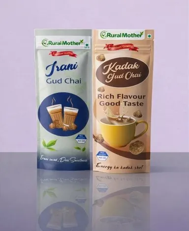 Rural Mother Irani Gud Chai & Kadak Gud Chai Combo Pack Natural Jaggery Tea Powder Strong Desi Chai Blend No Sugar Healthy Indian Tea Masala Chai Dust Premium Assam Tea thumbnail 0