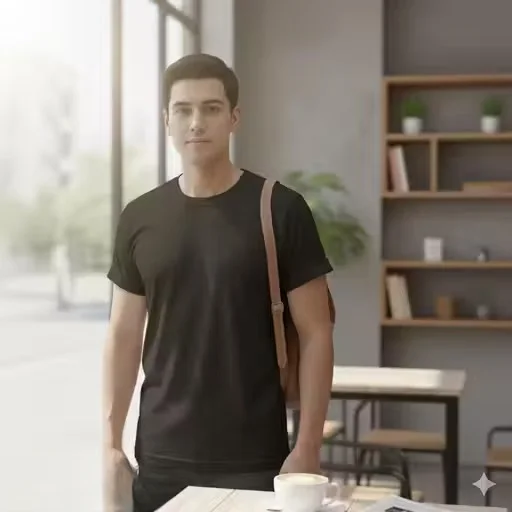 Men’s Solid Black Cotton T-Shirt Regular Fit Breathable Casual Wear for Men Half Sleeve Round Neck Summer Daily Wear Soft Fabric Gym Travel Basic Tee Black XXL image 1