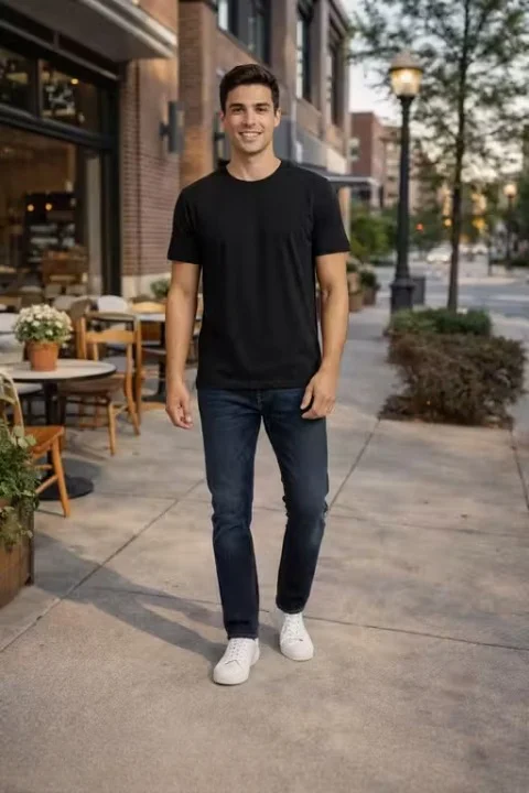 Fydpremium Premium Cotton Regular Fit T-Shirt for Men Breathable Soft Fabric Casual Wear Half Sleeve Solid Crew Neck Summer Daily Wear Tee India Black XL image 2