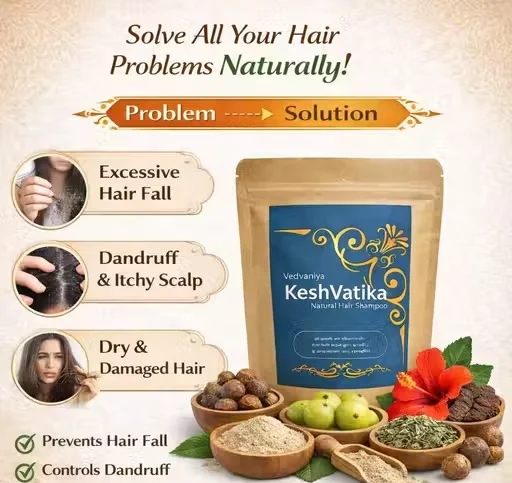 Keshvatika Natural Herbal Hair Shampoo Powder 250g Amla Reetha Shikakai Hibiscus Bhringraj Ayurvedic Hair Wash Powder for Hair Fall Control Hair Growth Dandruff Free Chemical Free Hair Cleanser for Men Women India image 2