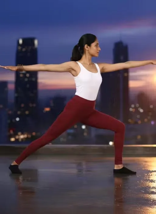 Women’s Flex 4-Way Stretch High Waist Seamless Gym Leggings for Yoga, Workout, Running, Squat Proof Soft Breathable Activewear Tights for Daily Wear India Maroon XL image 2