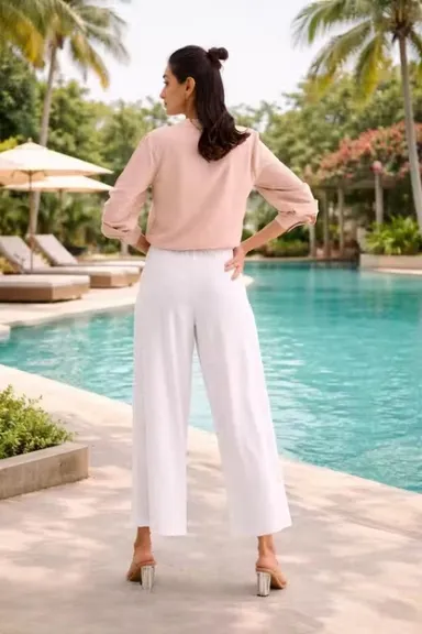 Women’s Solid White Plazo Relax Fit Palazzo Pants for Women Soft Comfortable Daily Wear Ethnic Casual Bottom Wear Loose Fit High Waist Stylish Breathable Lounge Trousers White XXL thumbnail 1