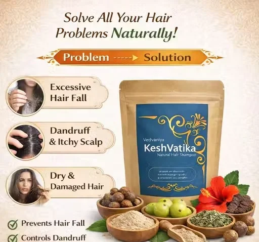 Keshvatika Natural Herbal Hair Shampoo Powder 250g Amla Reetha Shikakai Bhringraj Hibiscus Ayurvedic Chemical Free Hair Cleanser for Hair Fall Control Dandruff Care Strong Healthy Hair Growth for Men and Women India image 2