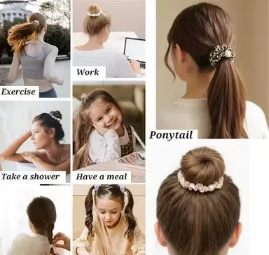 KYC Silk Scrunchies with Pearl 12 Pcs Satin Hair Ties Elastic Ponytail Holders for Women and Girls Soft No Damage Hair Bands for Curly Thick Thin Hair Unique Bead Design Fashion Hair Accessories Set thumbnail 3