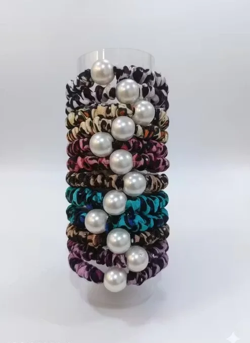 KYC Silk Scrunchies with Pearl 12 Pcs Satin Hair Ties Elastic Ponytail Holders for Women and Girls Soft No Damage Hair Bands for Curly Thick Thin Hair Unique Bead Design Fashion Hair Accessories Set image 1