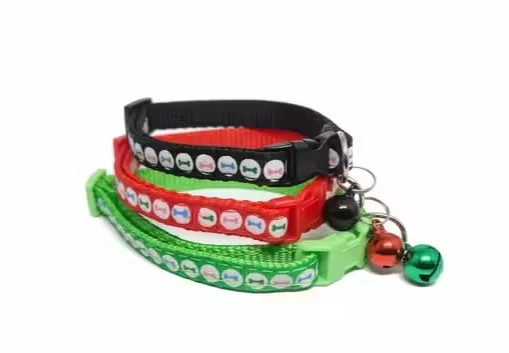 KYC Pack of 3 Nylon Breakaway Cat and Small Dog Collars Bone Printed Adjustable Safety Collars with Bell for Kittens Puppies Small Pets Durable Lightweight Pet Accessories Set image 1