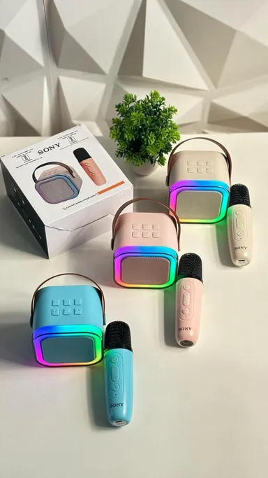 Premium Wireless Bluetooth Karaoke Machine Portable Mini Speaker with Rechargeable Mic, RGB LED Lights, Voice Changer, Hi-Fi Sound for Kids & Adults Parties thumbnail 1