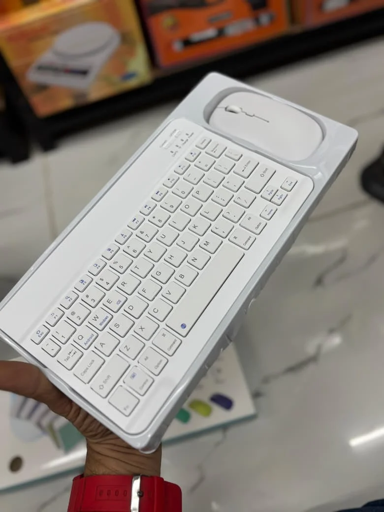 Wireless Bluetooth Keyboard and Mouse Set Slim Portable Ultra Thin Wireless Combo for Windows Android iOS Tablets Laptops Home Office Productivity Travel Use White image 2