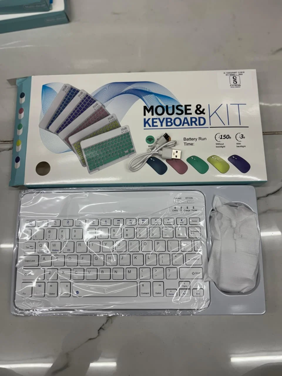 Wireless Bluetooth Keyboard and Mouse Set Slim Portable Ultra Thin Wireless Combo for Windows Android iOS Tablets Laptops Home Office Productivity Travel Use White image 3