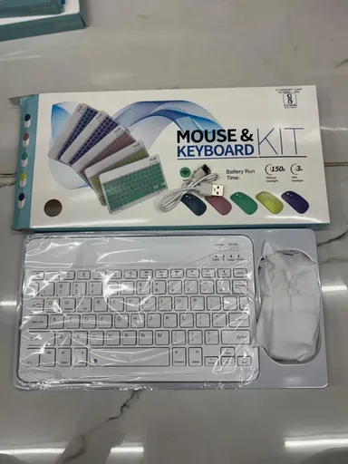 Wireless Bluetooth Keyboard and Mouse Set Slim Portable Ultra Thin Wireless Combo for Windows Android iOS Tablets Laptops Home Office Productivity Travel Use White thumbnail 2