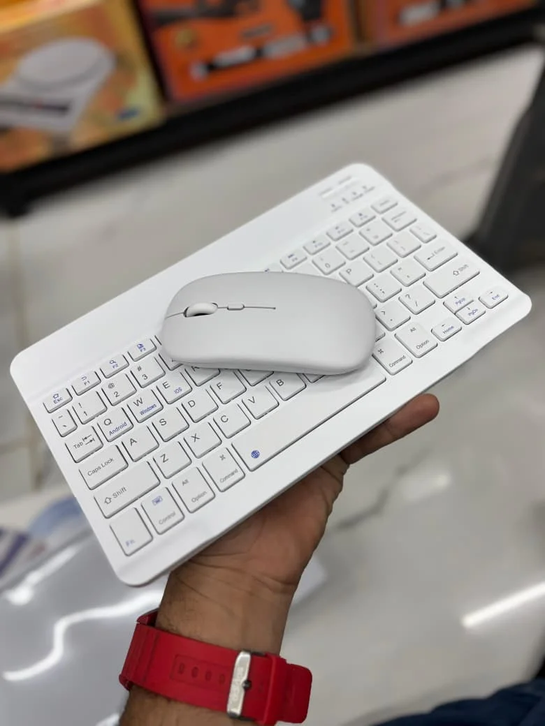 Wireless Bluetooth Keyboard and Mouse Set Slim Portable Ultra Thin Wireless Combo for Windows Android iOS Tablets Laptops Home Office Productivity Travel Use White image 4