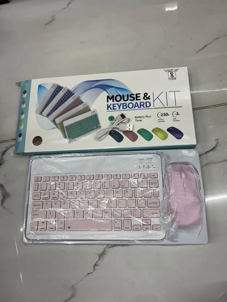 Wireless Bluetooth Keyboard and Mouse Set Slim Portable Ultra Thin Wireless Combo for Windows Android iOS Tablets Laptops Home Office Productivity Travel Use White image 1