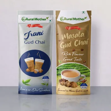 Rural Mother Irani Gud Chai Traditional Jaggery Tea & Masala Gud Chai Spiced Herbal Instant Beverage Mix Authentic Indian Street Style Healthy Sweetened Tea thumbnail 0