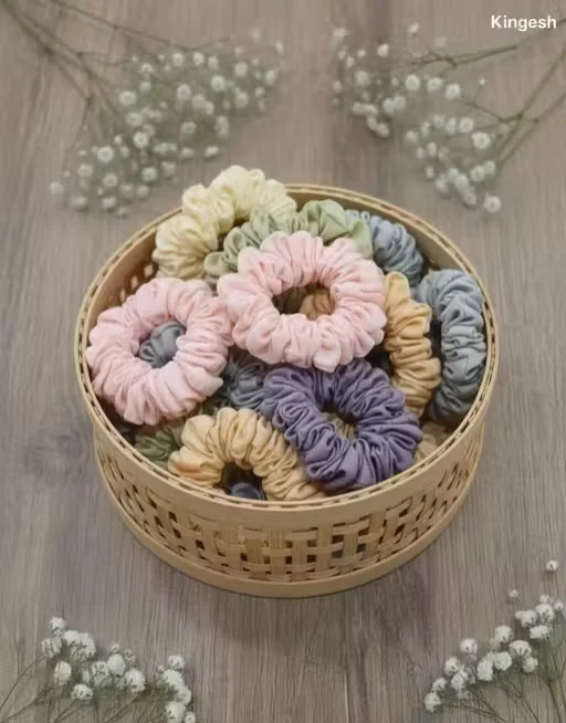 KYC Silk Satin Scrunchies Set of 12 Soft Elastic Hair Bands for Women Girls Hair Accessories Anti Breakage Hair Ties for Daily Use Styling Gifting Combo Pack Fashion Scrunchies for All Hair Types Ponytail Bun Styling Accessories India image 2