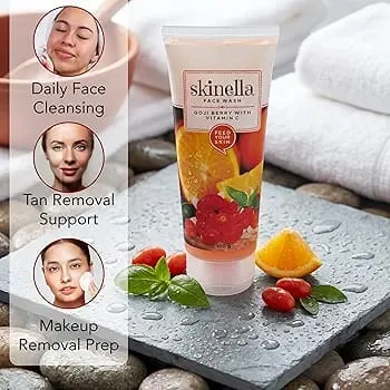 Skinella Gojiberry Vitamin C Face Wash 100g Brightening Anti-Acne Hydrating Cleanser for Glowing Skin Oil Control Deep Cleansing Paraben Free Facewash for Men Women India thumbnail 2