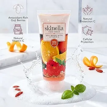Skinella Gojiberry Vitamin C Face Wash 100g Brightening Anti-Acne Hydrating Cleanser for Glowing Skin Oil Control Deep Cleansing Paraben Free Facewash for Men Women India thumbnail 3
