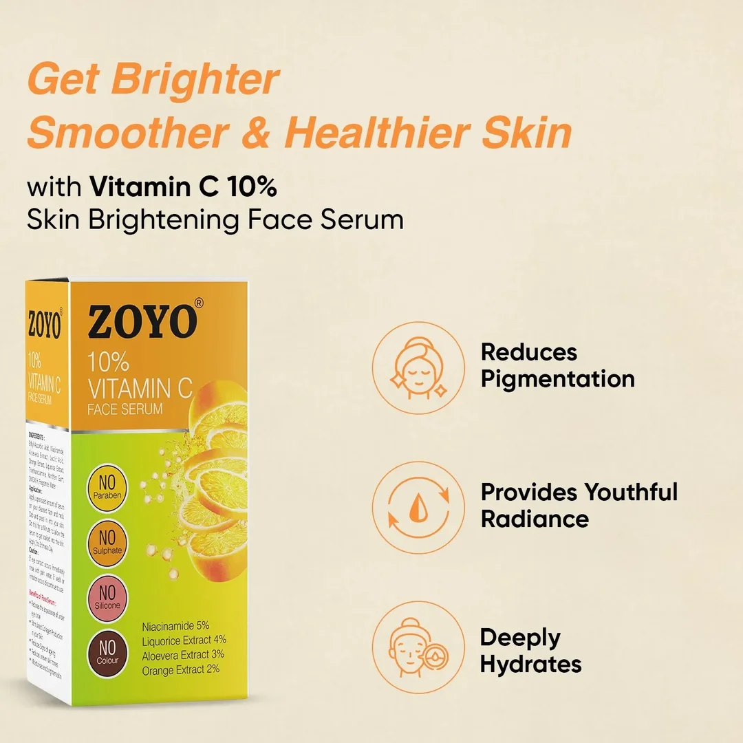 Zoyo Vitamin Face Serum 30ml Hydrating Skin Brightening Anti Ageing Glow Serum with Vitamins Lightweight Fast Absorbing Daily Use Face Care Serum for All Skin Types India image 2