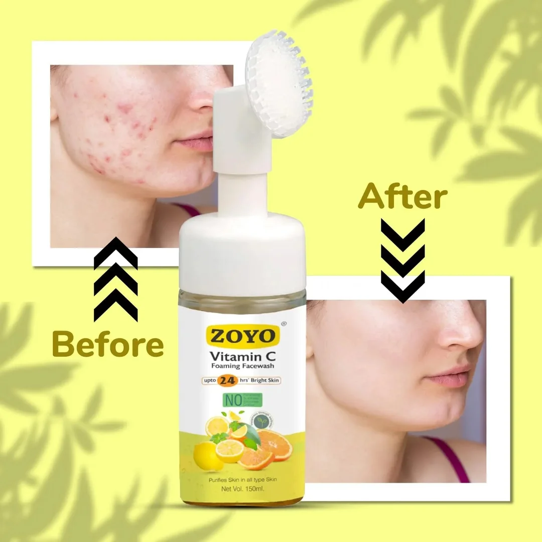 Zoyo Vitamin C Foaming Face Wash 150ml Brightening Deep Cleansing Face Cleanser with Vitamin C Anti Dullness Glow Boosting Gentle Daily Use Face Wash for All Skin Types India image 3
