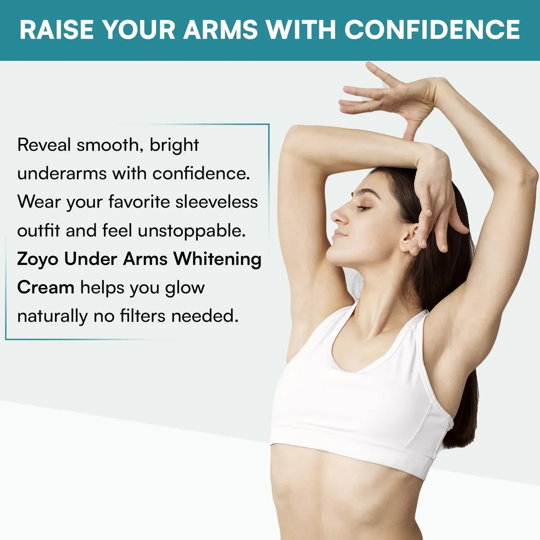 Zoyo Underarm Cream 75gm for Dark Underarms, Odour Control & Skin Brightening, Intimate Skin Care, Whitening & Pigmentation Reduction Formula for Smooth Soft Skin image 4
