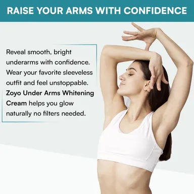 Zoyo Underarm Cream 75gm for Dark Underarms, Odour Control & Skin Brightening, Intimate Skin Care, Whitening & Pigmentation Reduction Formula for Smooth Soft Skin thumbnail 3