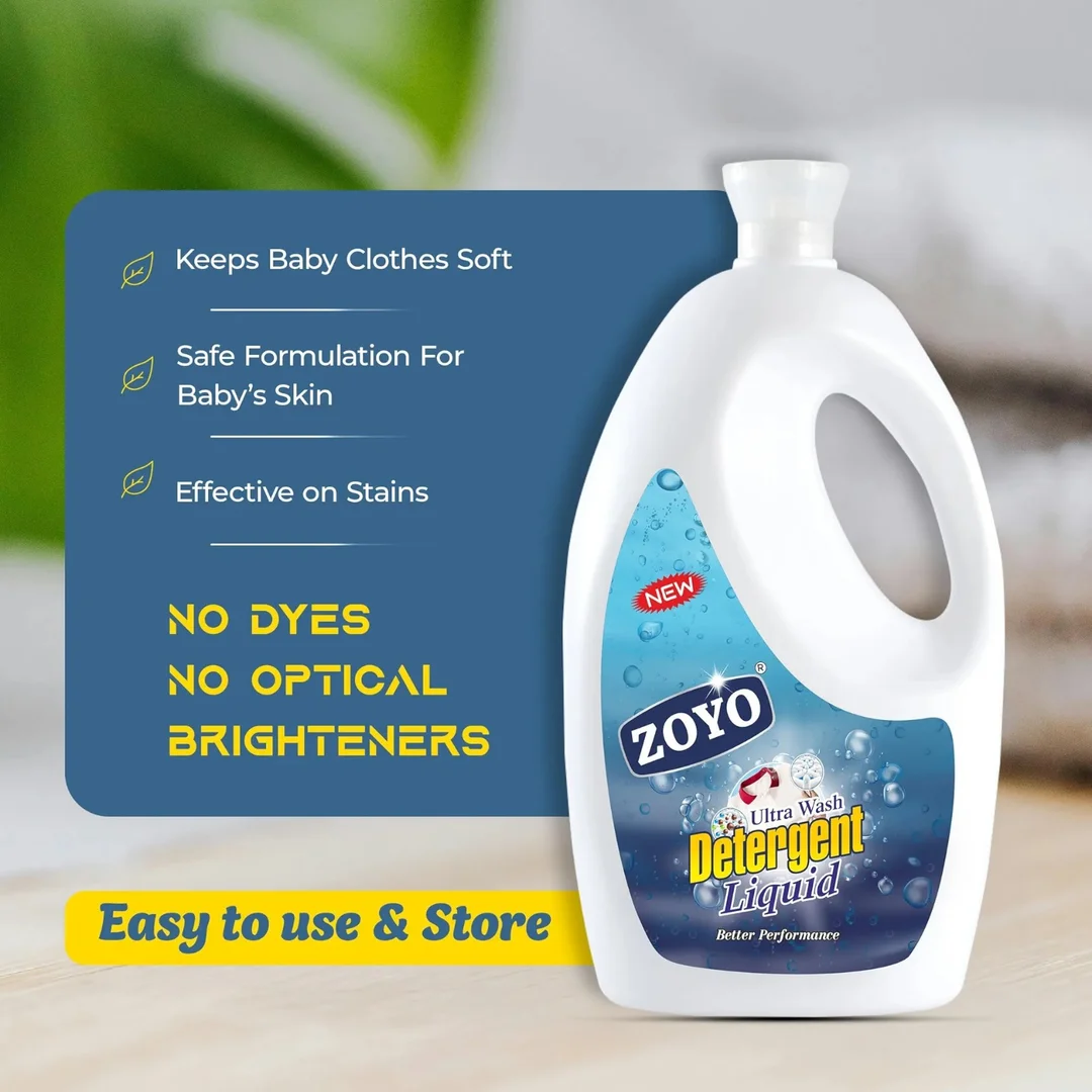 Zoyo Ultra Wash Liquid Detergent 5 L High Performance Deep Cleaning Laundry Formula Powerful Stain Removal Fresh Fragrance Liquid Wash for Front Load Top Load Washing Machines Brightens Clothes Fabric Care Solution India image 2