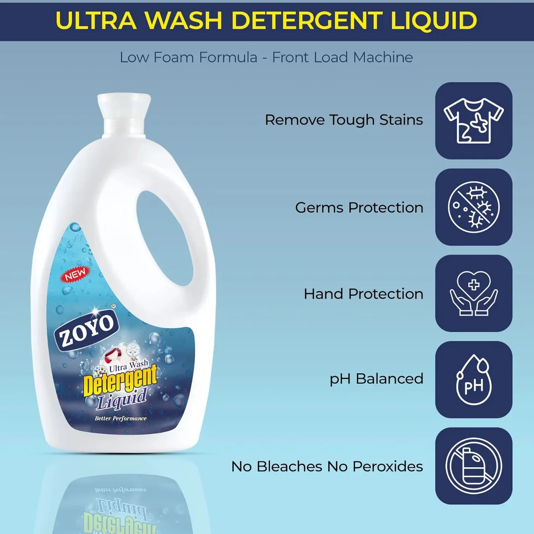 Zoyo Ultra Wash Liquid Detergent 5 L High Performance Deep Cleaning Laundry Formula Powerful Stain Removal Fresh Fragrance Liquid Wash for Front Load Top Load Washing Machines Brightens Clothes Fabric Care Solution India image 6