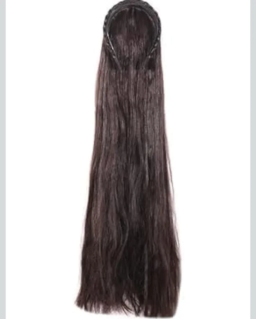 Long Wavy Dark Brown Clip In Hair Extension Half Up Braided Crown Synthetic Hairpiece 24 Inch Natural Look Ponytail Extension for Women Daily Wear Party Styling image 2