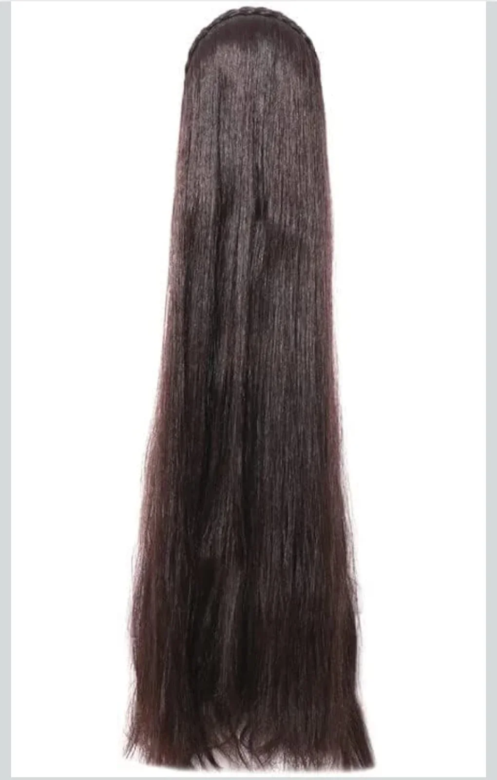 Long Wavy Dark Brown Clip In Hair Extension Half Up Braided Crown Synthetic Hairpiece 24 Inch Natural Look Ponytail Extension for Women Daily Wear Party Styling image 1