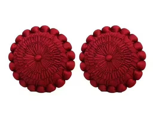 D CART Set of 2 Round Shape Silk Cushion Covers 12x12 Inch Full Maroon Premium Decorative Sofa Bed Pillow Covers Soft Luxury Home Decor India image 3