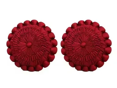 D CART Set of 2 Round Shape Silk Cushion Covers 12x12 Inch Full Maroon Premium Decorative Sofa Bed Pillow Covers Soft Luxury Home Decor India thumbnail 2