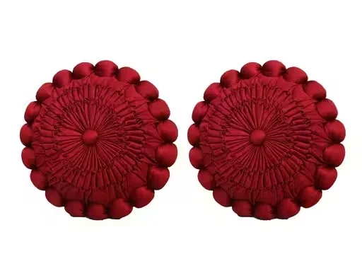 D CART Set of 2 Round Shape Silk Cushion Covers 12x12 Inch Full Maroon Premium Decorative Sofa Bed Pillow Covers Soft Luxury Home Decor India image 4