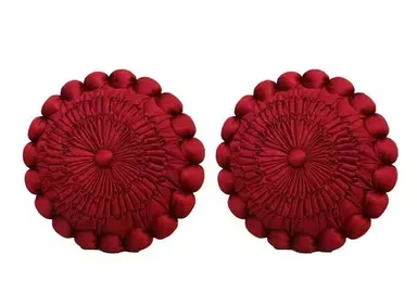 D CART Set of 2 Round Shape Silk Cushion Covers 12x12 Inch Full Maroon Premium Decorative Sofa Bed Pillow Covers Soft Luxury Home Decor India thumbnail 3