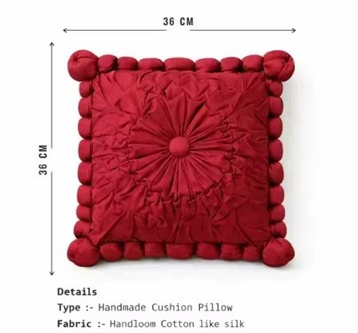 Square Cushion Set of 3 Pieces Premium Soft Decorative Sofa Bed Cushion Covers Maroon Colour Washable Cotton Fabric Home Decor Living Room Handmade Pillow Cushions India image 2