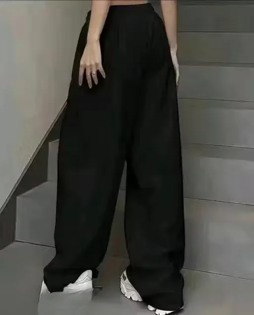 Women Black Printed Cotton Jogger Pants Elastic Waist Daily Wear Track Pants Casual Lounge Bottoms Stretchable Ankle Fit Sweatpants for Girls Gym Yoga Travel Black 34 image 3
