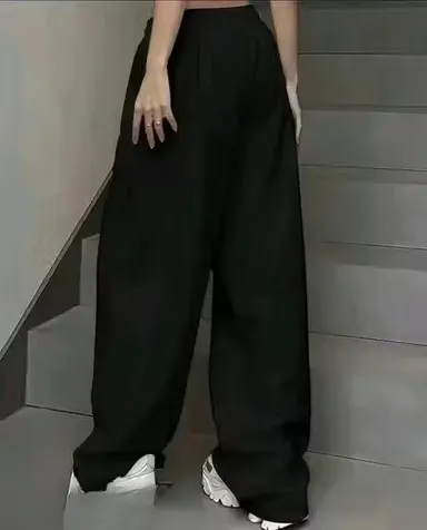Women Black Printed Cotton Jogger Pants Elastic Waist Daily Wear Track Pants Casual Lounge Bottoms Stretchable Ankle Fit Sweatpants for Girls Gym Yoga Travel Black 40 thumbnail 2