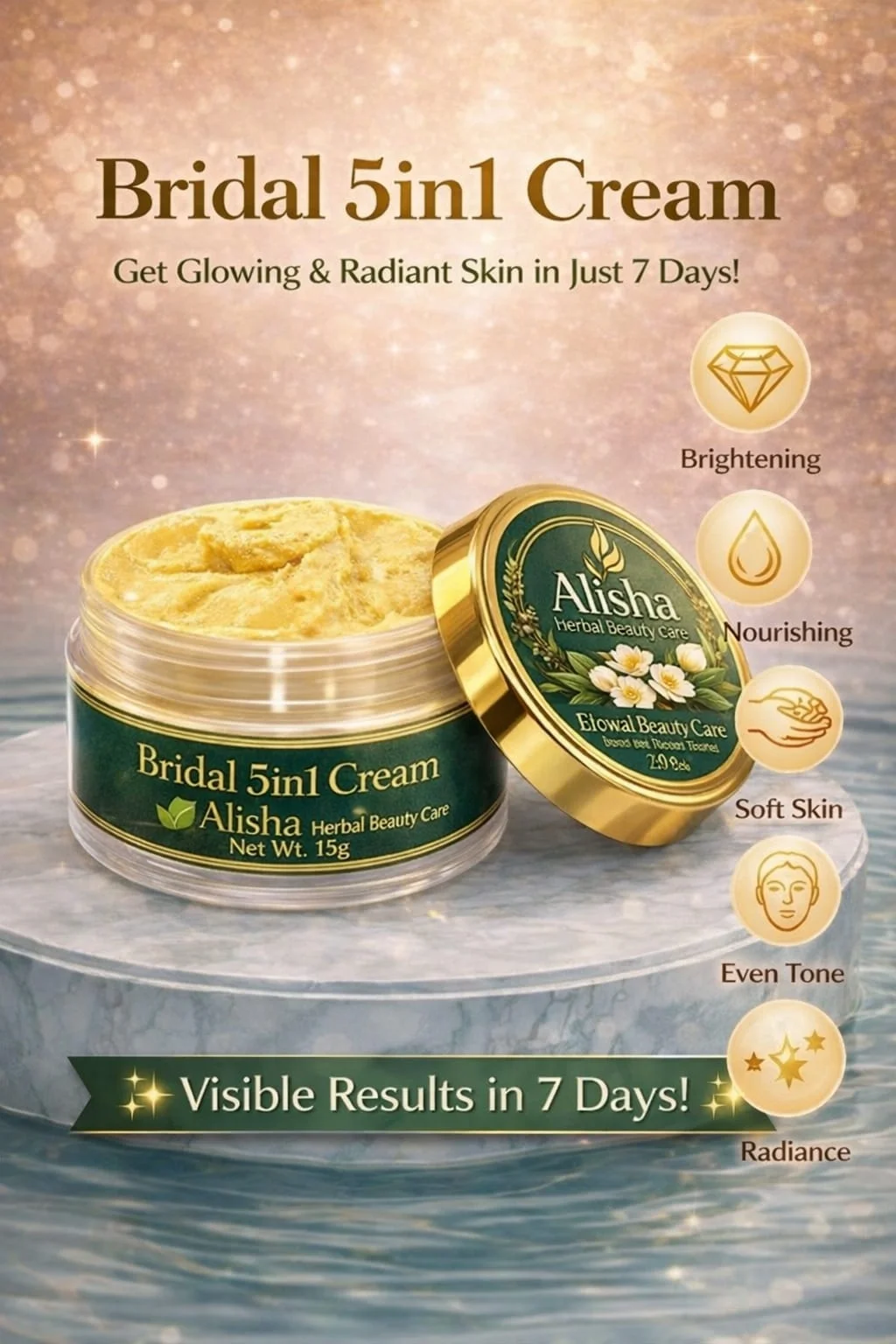 Herbal Beauty Care Bridal 5 in 1 Cream 7 Days Glow Transformation Instant Brightening Fairness Cream for Bridal Glow Skin Whitening Radiance Enhancement Moisturising Makeup Base Cream for Face India image 1
