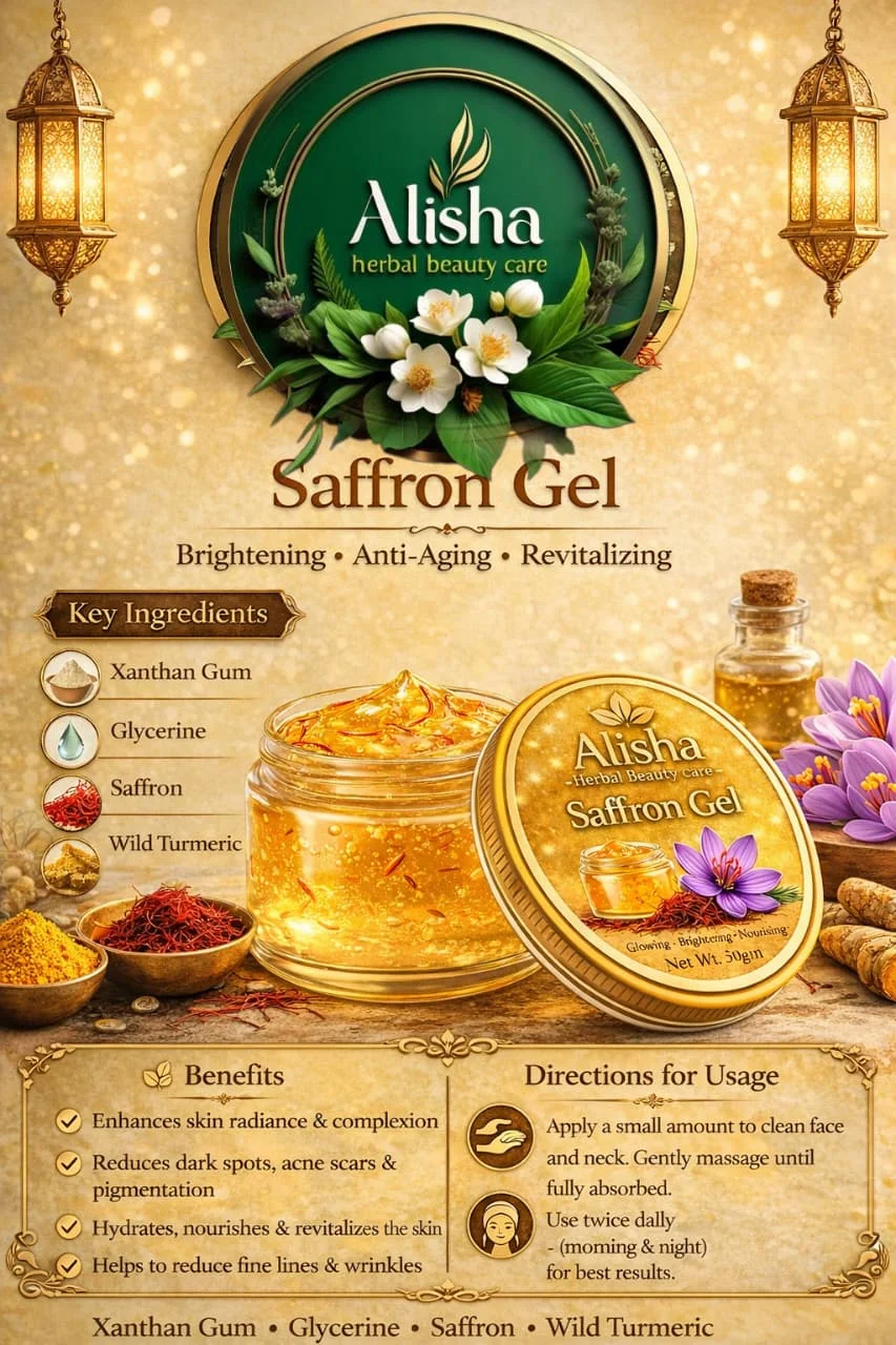Saffron Gel Brightening Anti Aging Revitalizing Face Gel for Skin Glow Hydration Dark Spot Reduction Fine Line Care Lightweight Herbal Saffron Skin Gel for Radiant Youthful Skin Men Women India image 1